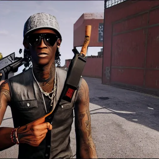 Prompt: young thug, in pubg