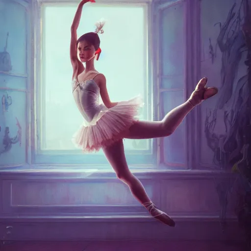 Prompt: a ballerina dancing on the seau, highly detailed vfx portrait, unreal engine, greg rutkowski, loish, rhads, caspar david friedrich, makoto shinkai and lois van baarle, ilya kuvshinov, rossdraws, elegent, tom bagshaw, alphonse mucha, global illumination, detailed and intricate environment.