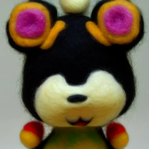 Image similar to a needle felted isabelle from animal crossing, needle felting art.