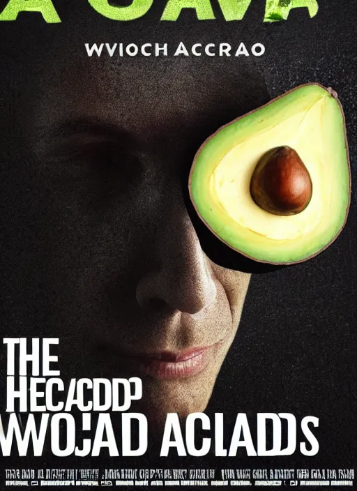 Image similar to an avocado with the head of jeff goldblum in a movie poster