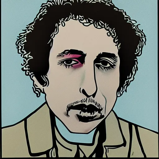 Image similar to portrait of bob dylan by milton glaser