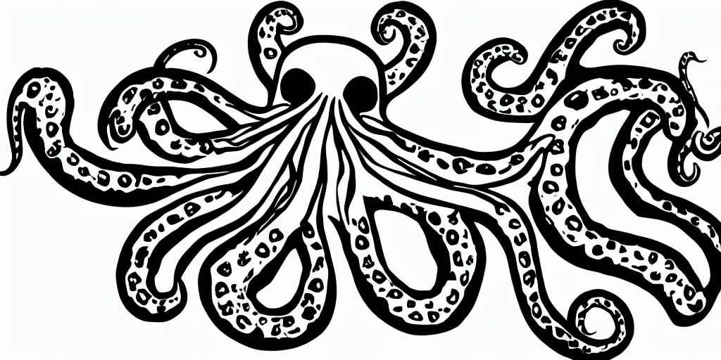 Image similar to intricate black and white logo of an octopus.