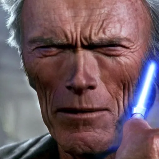 Image similar to clint eastwood as a jedi in star wars episode 3, 8k resolution, full HD, cinematic lighting, award winning, anatomically correct