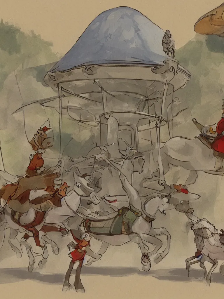 Prompt: merry go round by disney concept artists, blunt borders, rule of thirds