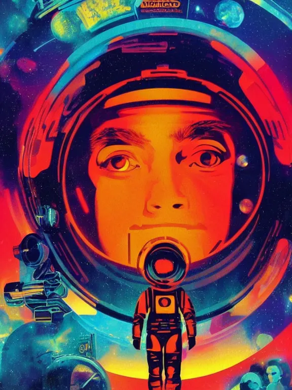 Image similar to A psychedelic poster of 2001: A Space Odyssey by Wes Wilson