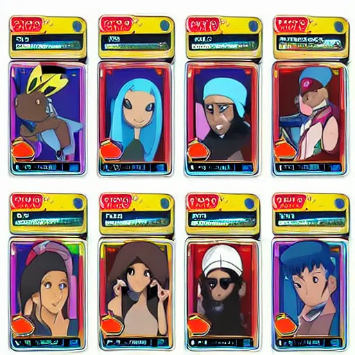 Image similar to pokemon cards with snooki, joe biden, nicki minaj, kim kardashian, osama bin laden, pokemon anime style, hd 8k image high detail, at target