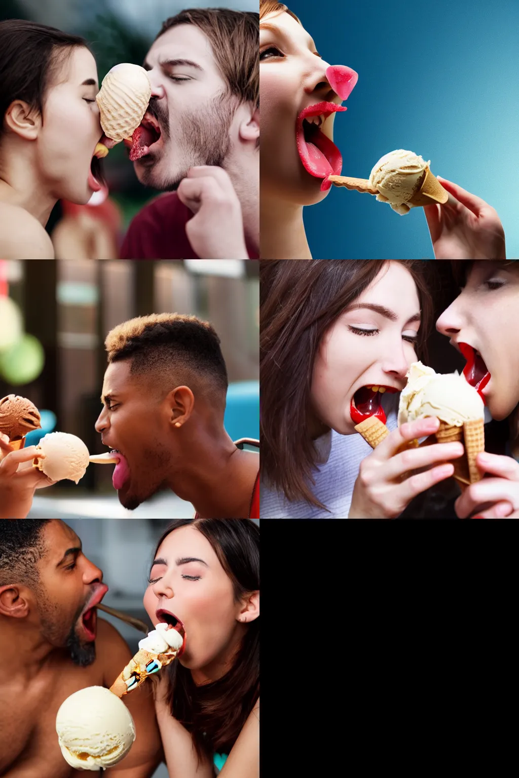 Prompt: an ice-cream licking a person 4k