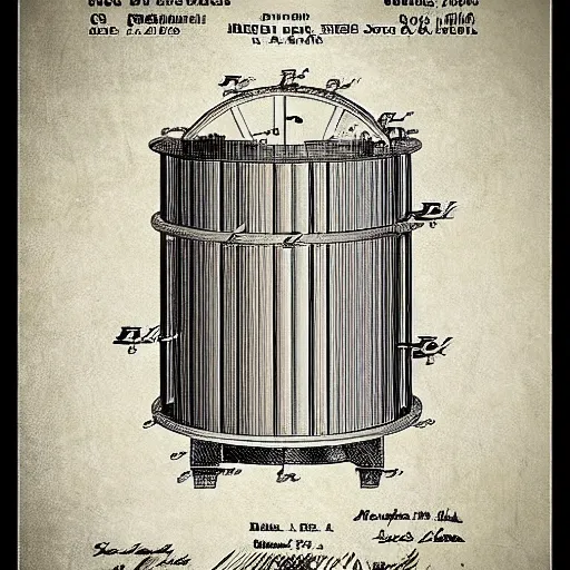 Image similar to a patent poster for a goldberg time machine.