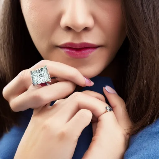 Image similar to wife wearing a ring with shimmering 7 6 0 carat square cut diamond