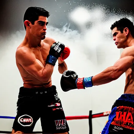 Image similar to chito vera knocks out dominick cruz via headkick, by annie leibovitz and steve mccurry, natural light, detailed face, canon eos c 3 0 0, ƒ 1. 8, 3 5 mm, 8 k, medium - format print