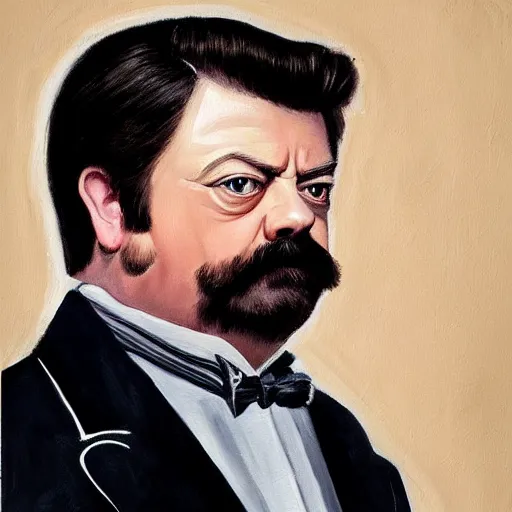 Image similar to a gorgeous painting of ron swanson baroque