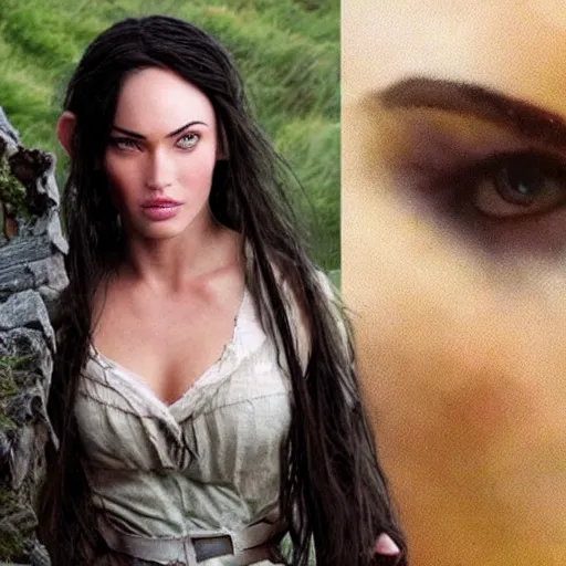 Image similar to a female hobbit that looks like megan fox