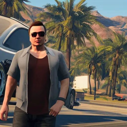Prompt: elon musk in grand theft auto 5,