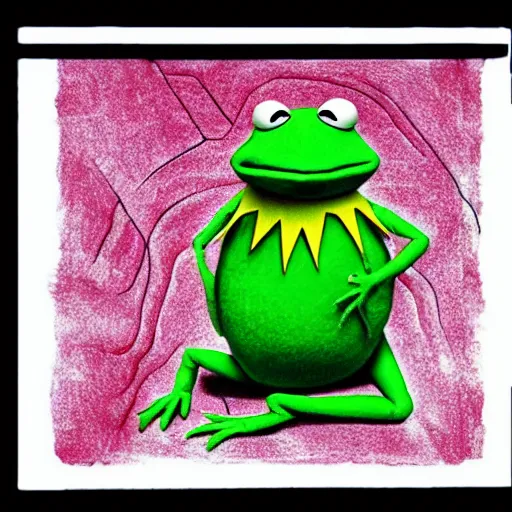 Prompt: “Kermit the Frog in The Enigma of Amigara Fault by Junji Ito”