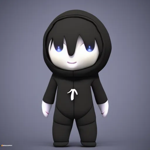 Image similar to cute fumo plush of an alien boy in a black hoodie, three point lighting, color contrast, vray