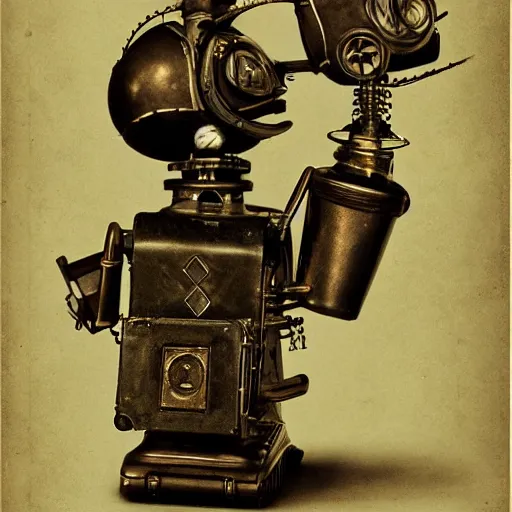 Image similar to portraits of an retro futuristic steampunk robot maidsa by Louis Daguerre