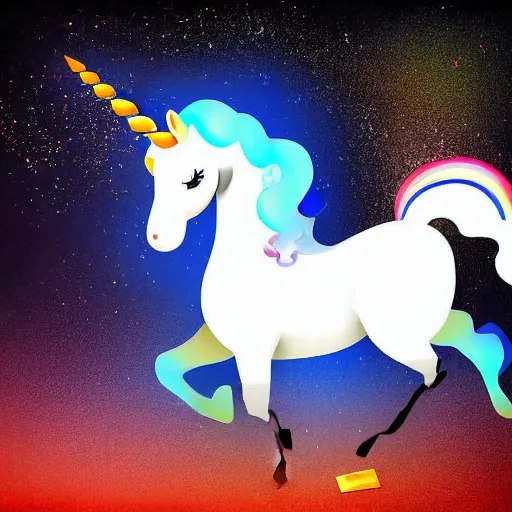 Prompt: a unicorn hacking a computer, digital art