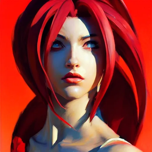 Image similar to Greg Manchess portrait painting of Red XVIII from FFVII as Overwatch character, medium shot, asymmetrical, profile picture, Organic Painting, sunny day, Matte Painting, bold shapes, hard edges, street art, trending on artstation, by Huang Guangjian and Gil Elvgren and Sachin Teng