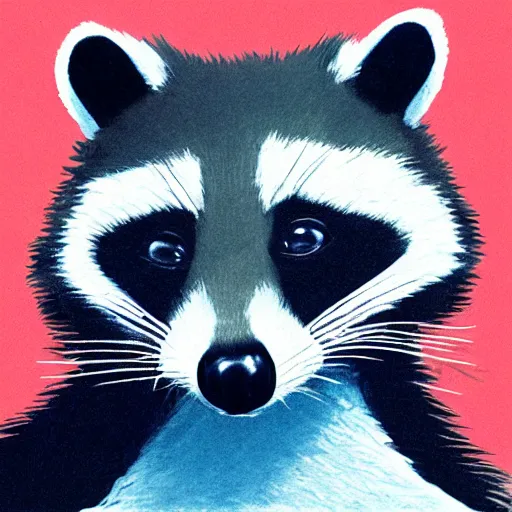 Image similar to album cover of a pop group, racoon, album cover art, album cover
