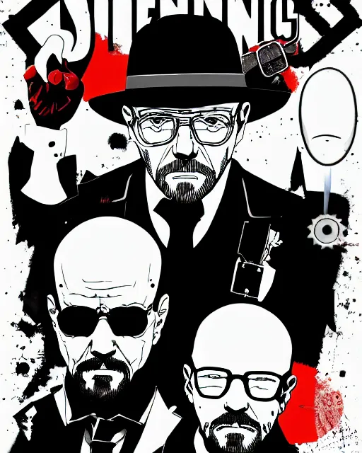 Image similar to Heisenberg, in the style of Persona 5, Persona 5, Persona 5 artwork