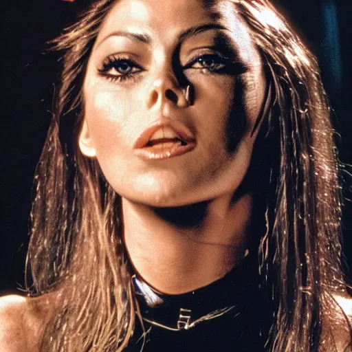 Image similar to ornella muti as cat woman unzipping her jumpsuit, 8 k resolution hyperdetailed photo realistic, extremely high quality and life like