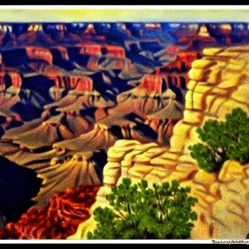 Prompt: Grand Canyon scene by Hopper. FROG! FROG! FROG! FROG!