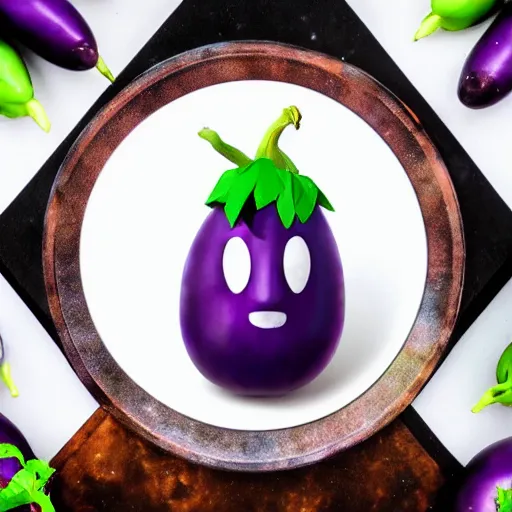 Prompt: thanos as an eggplant with eggplant features with the face of thanos, realistic, hyperrealistic, ultra realistic, real, real world, highly detailed, very detailed, extremely detailed, intricate details, 8 k resolution, hd quality
