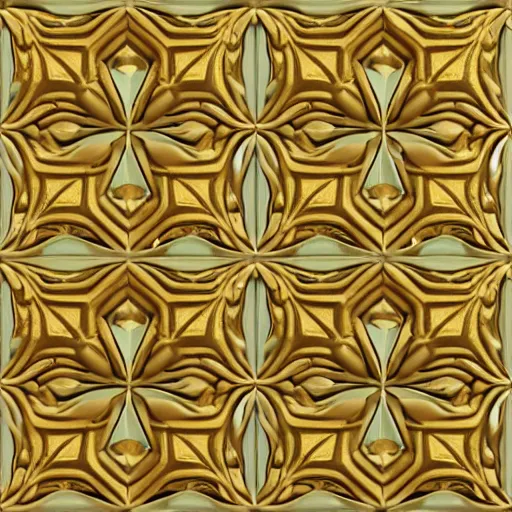 Image similar to 3d render of an abstract medieval pattern gold tile, symetrical