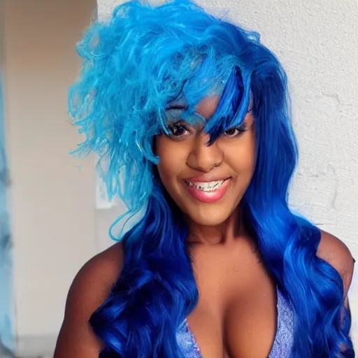 Prompt: mercedes varnado with blue hair