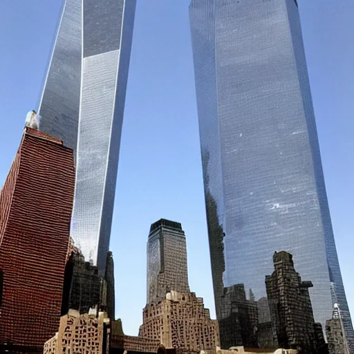 Prompt: “World Trade Center building constructed out of tomatoes”