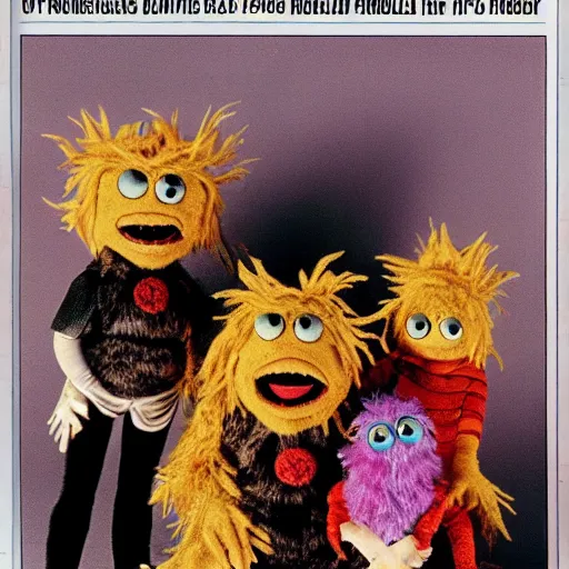 Image similar to 1 9 7 6 synthetic fur monsters with large eyes, cinematic movie scene, inspired by the movie the fifth element and'fraggle rock'