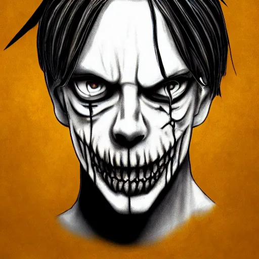 Image similar to steve buscemi as a death note shinigami, mid portrait, high quality, trending on artstation, 4 k