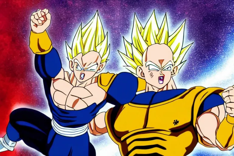 Image similar to vegeta doing a kamehameha, hd, high detailed