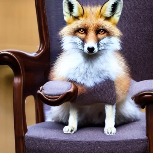 Image similar to fox sitting in a chair