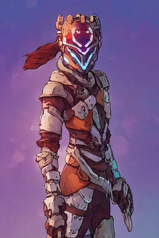 Image similar to combination suit armor aloy horizon forbidden west horizon zero dawn robot ninja mask helmet backpack tribal, art gta 5 comics, official fanart behance hd artstation by jesper ejsing, by rhads, makoto shinkai and lois van baarle, ilya kuvshinov, ossdraws radiating a glowing aura cgi rtx 2 0 2 2