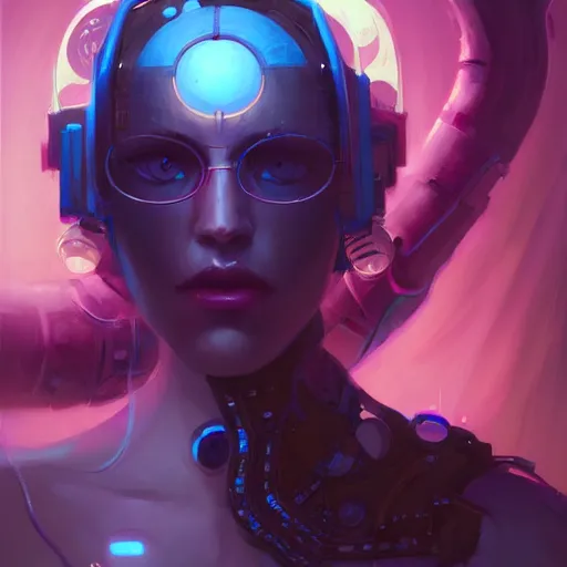 Image similar to a portrait of a beautiful cybernetic hippie, cyberpunk concept art by pete mohrbacher and wlop and artgerm and josan gonzales, digital art, highly detailed, intricate, sci-fi, sharp focus, Trending on Artstation HQ, deviantart, unreal engine 5, 4K UHD image