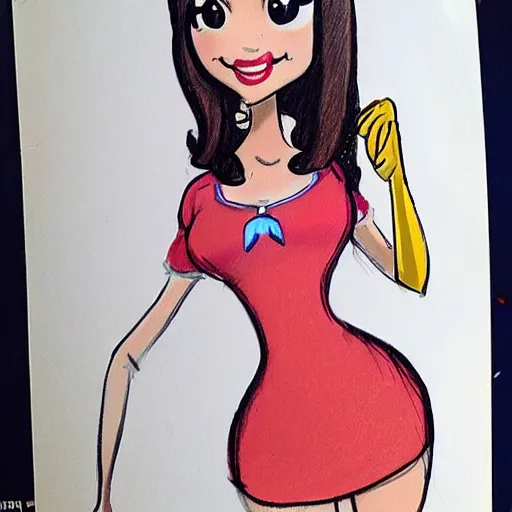 Image similar to milt kahl sketch of victoria justice with kim kardashian body as princess daisy from super mario bros