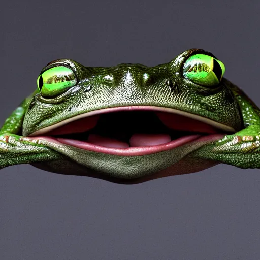 Image similar to hyperrealistic dslr film still of info wars alex jones disguised as frog, stunning 8 k octane comprehensive 3 d render, inspired by istvan sandorfi & greg rutkowski & unreal engine, perfect symmetry, dim volumetric cinematic lighting, extremely hyper - detailed, extremely lifelike attributes & lifelike texture, intricate, masterpiece, artstation, stunning