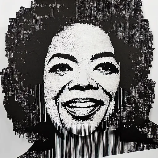 Prompt: a cut paper sculpture of oprah