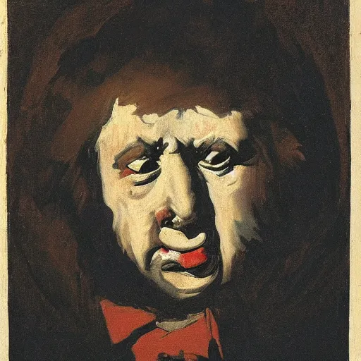 Image similar to portrait of boris johnson by goya in style of saturn devouring his son