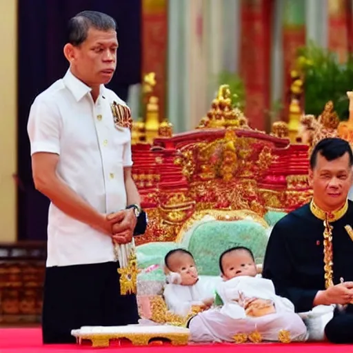 Image similar to Vajiralongkorn wearing a diaper during holy ceremony
