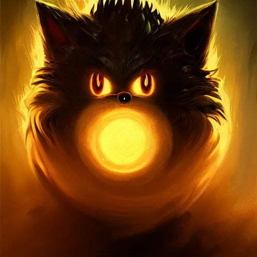 Image similar to portrait of sonic the hedgehog in a black cloak, glowing eyes, detailed face, highly detailed, cinematic lighting, digital art painting by greg rutkowski.