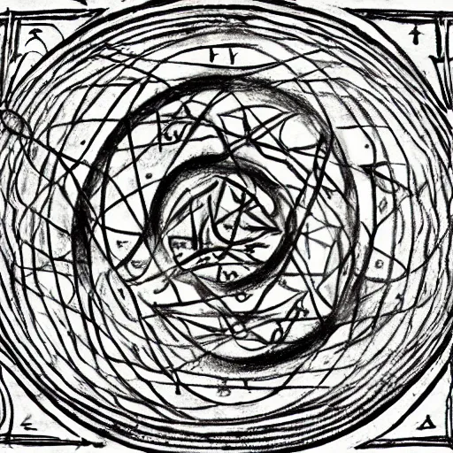 Image similar to detailed sigil drawing upon the power of yog - sothoth - from the 8 th century b. c. e. egyptian papyri version of the necronomicon. the demotic text speaks of a prophecied of a hypersigil called dataplex ouroboros that will awaken and unite the world's.