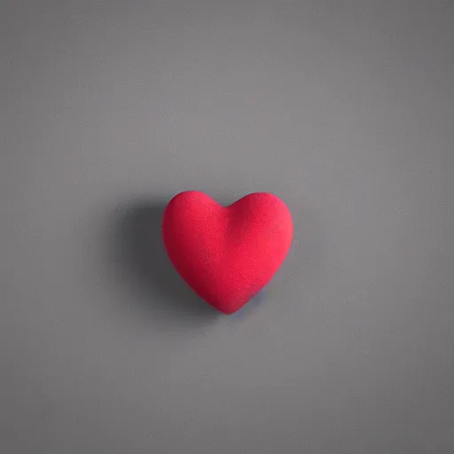 Image similar to 3d render of a red clay heart shape in the middle of a gray sheet of paper, range of pastel colors on the left side