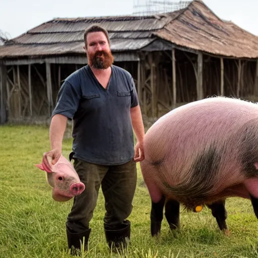 Image similar to a large bearded pig farmer