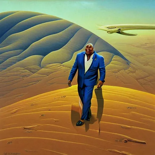 Image similar to surreal painting of mike tyson in martian palace, by Vladimir Kush