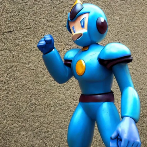 Prompt: megaman as statue