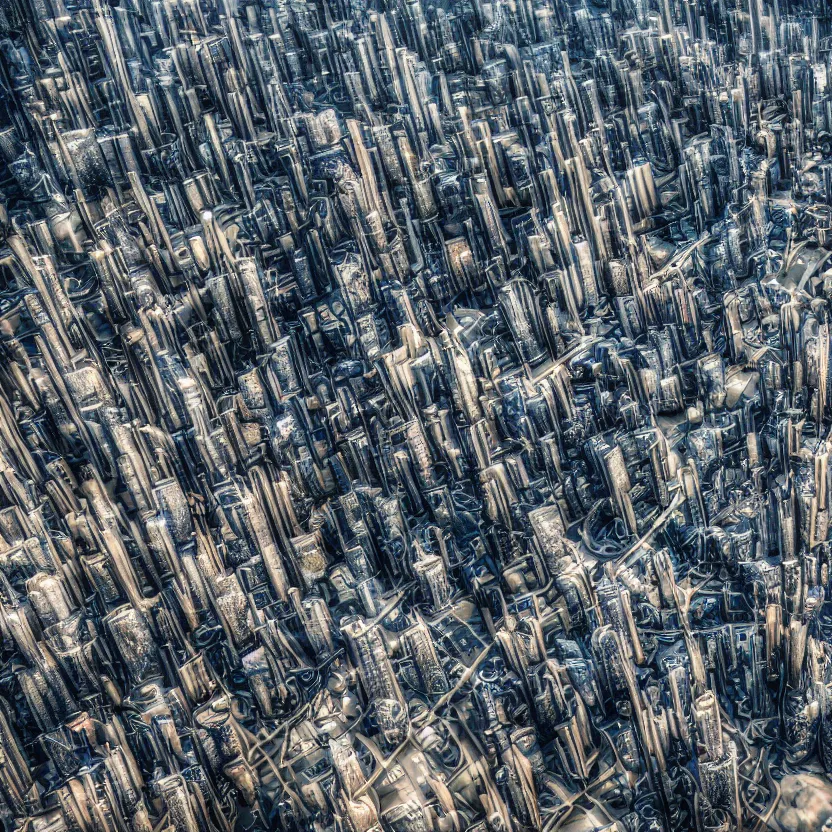 Prompt: tilt - shift photography of a huge sprawling futuristic city on venus