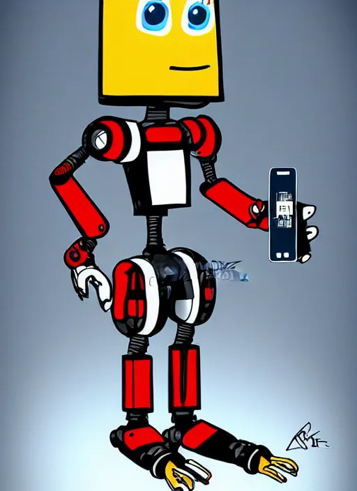 Image similar to mascot robot - cellphone with arms and legs by artgem