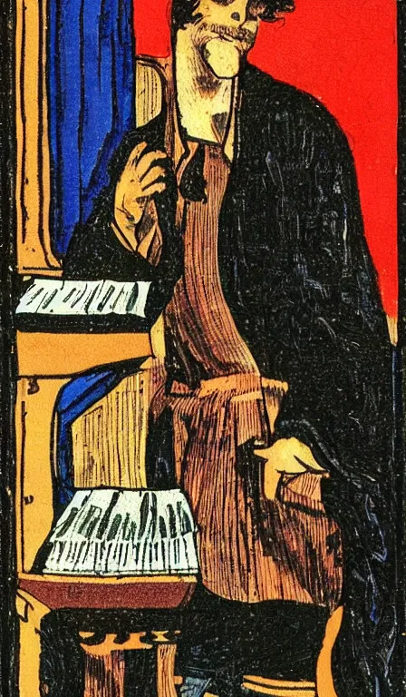 Image similar to The music guy, tarot card